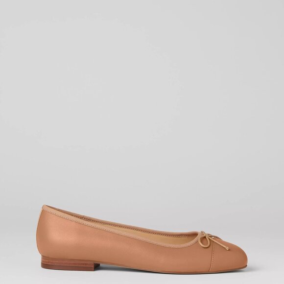 New In Box -7.5- Ann Taylor Cap Toe Leather Ballet Flat - Picture 1 of 10